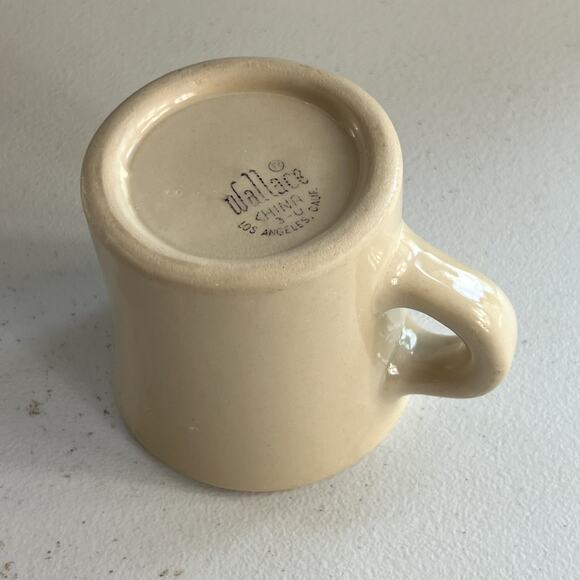 Wallace and Tepco China Coffee Mugs Set of 2 Tan 3.5" Tall Heavy Restaurant Ware - Picture 8 of 15